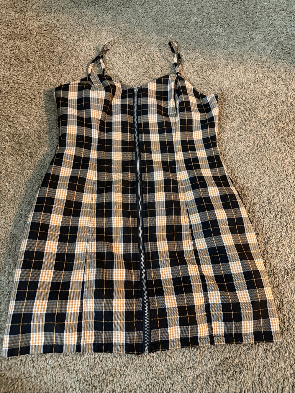 Forever 21 Black & Cream Plaid Zip-Front Sundress